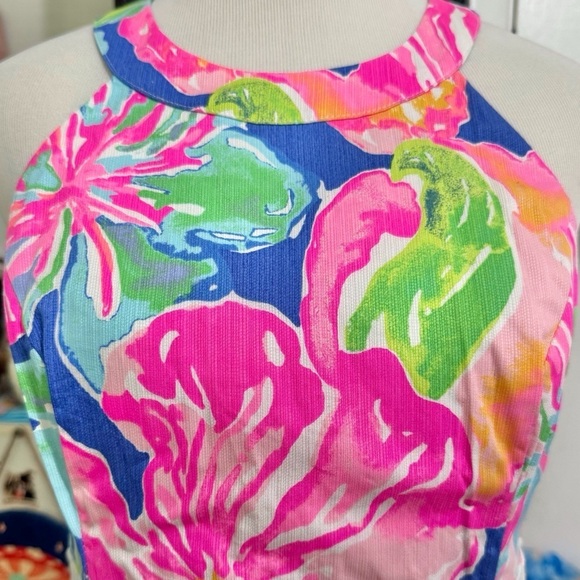 Lilly Pulitzer Ashlyn Shift Dress Size 2 Halter Beckon Blue Jungle Utopia 29555 - Picture 5 of 14